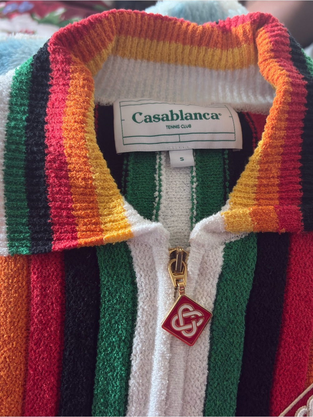 Casablanca Women’s Green & Multicolor Striped Zip-Up